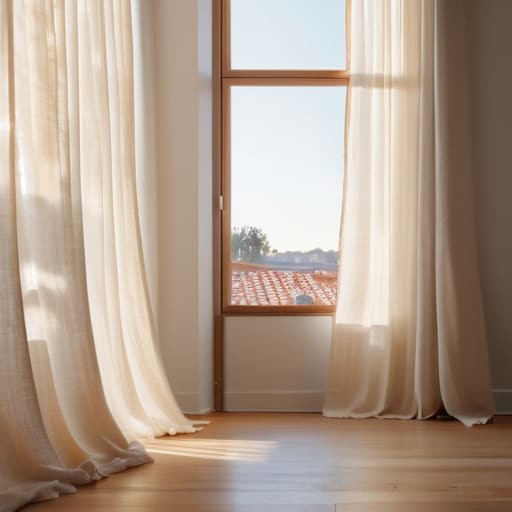 Minimalist window styling for a sense of calm.