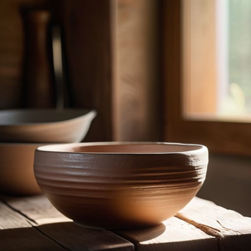 Rustic hand-thrown ceramics bowl and mug.